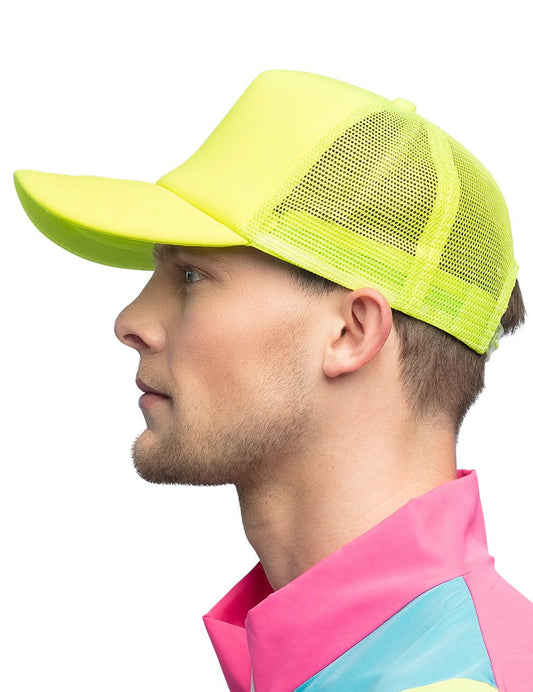 Vue de profil de la casquette jaune fluo