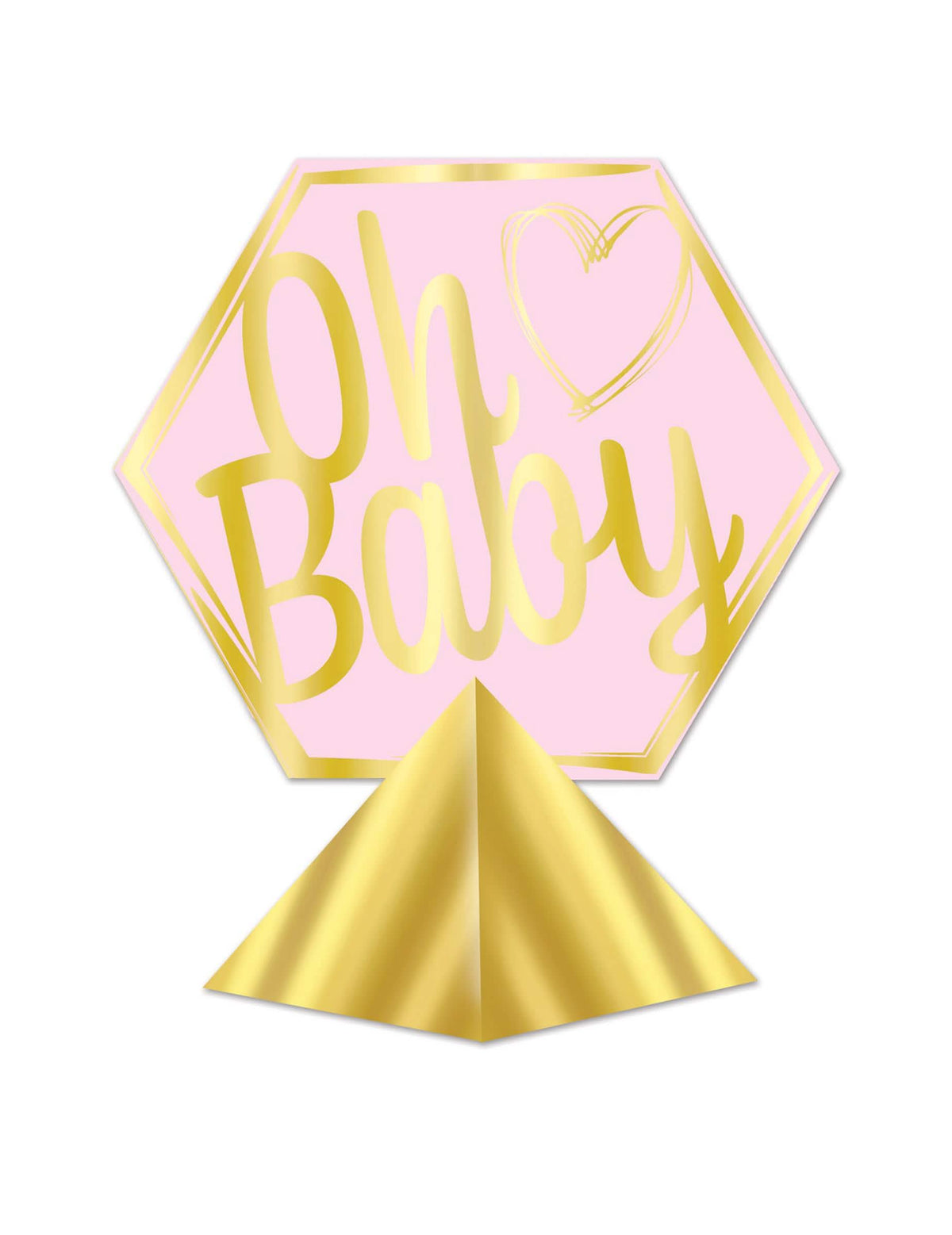 Središnji ukras za stol Oh Baby za baby shower roza i zlatna