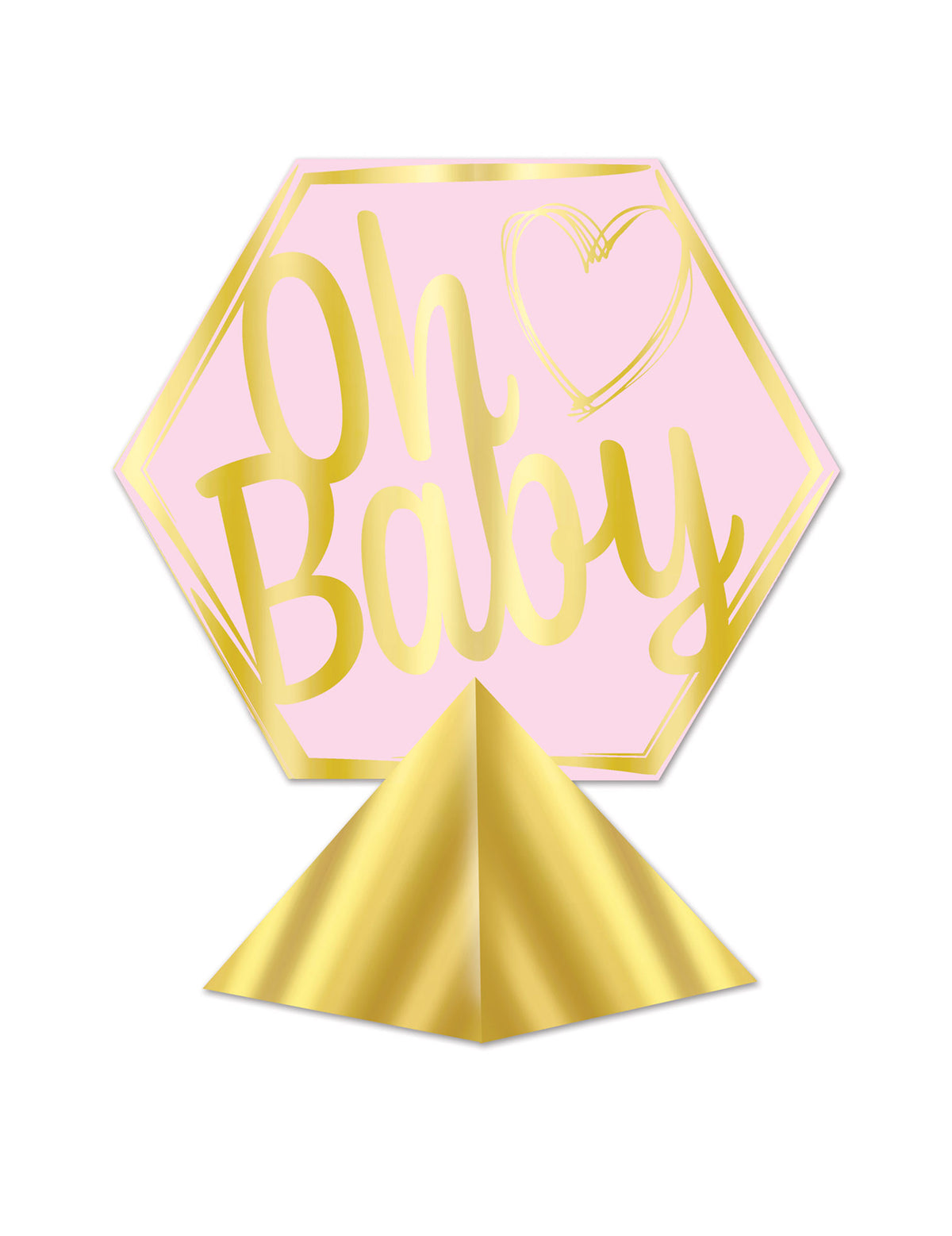 Centre de table Oh Baby pour baby shower rose et doré