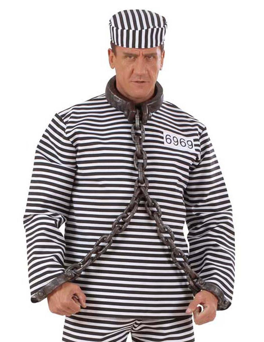 Vue de face de la Chaîne de prisonnier pour cou et poignets pour adulte