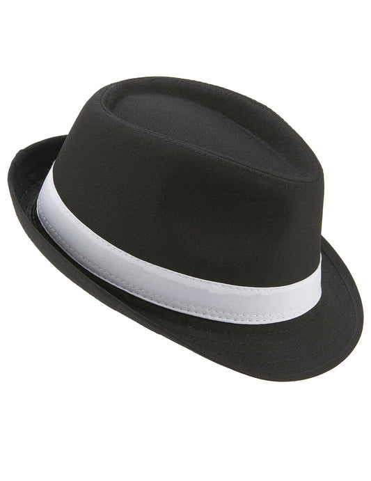 Chapeau borsalino noir luxebande blanche adulte