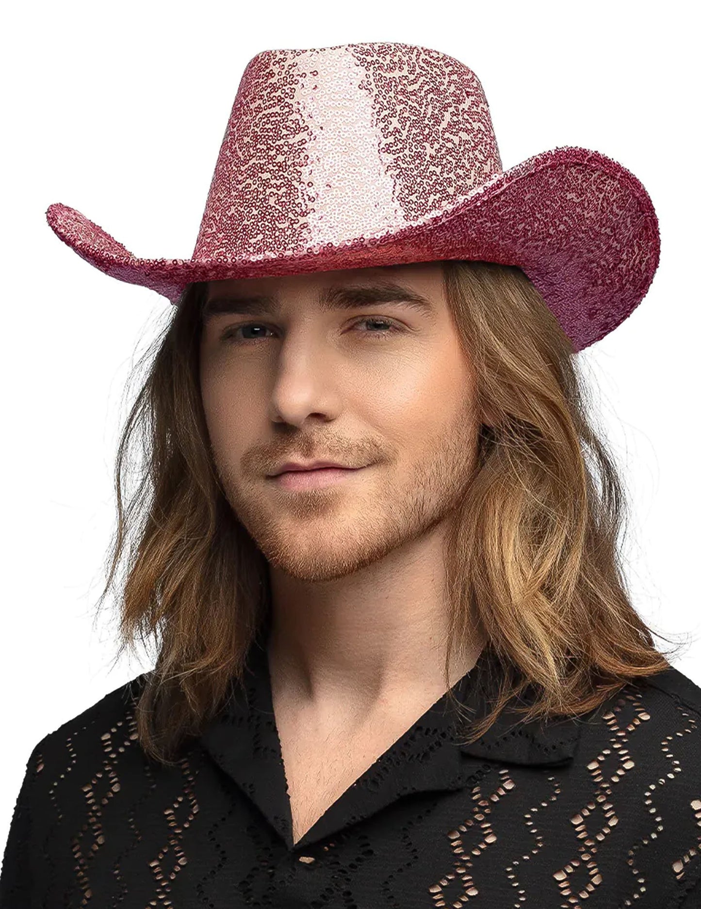 Kaubojski šešir sa šljokicama u svijetloružičastoj boji za odrasle