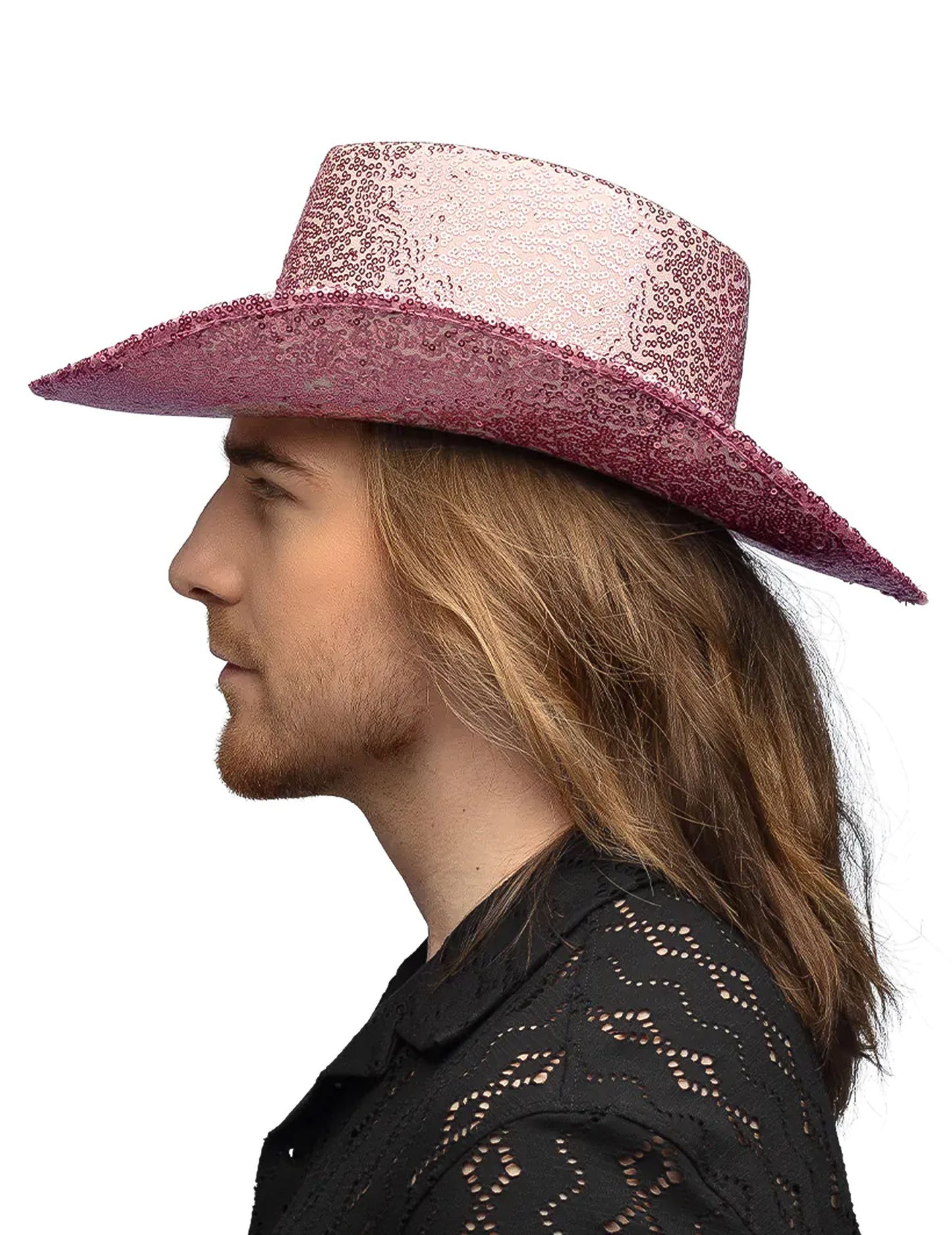 Kaubojski šešir sa šljokicama u svijetloružičastoj boji za odrasle