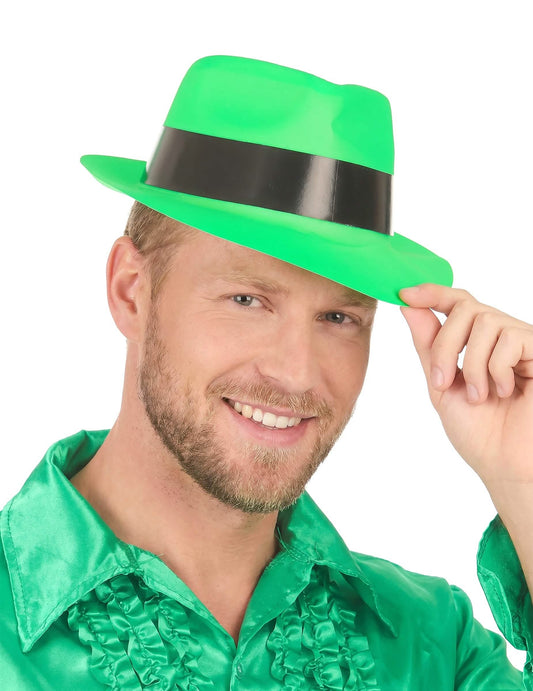 Fluo Adult Green Gangster šešir