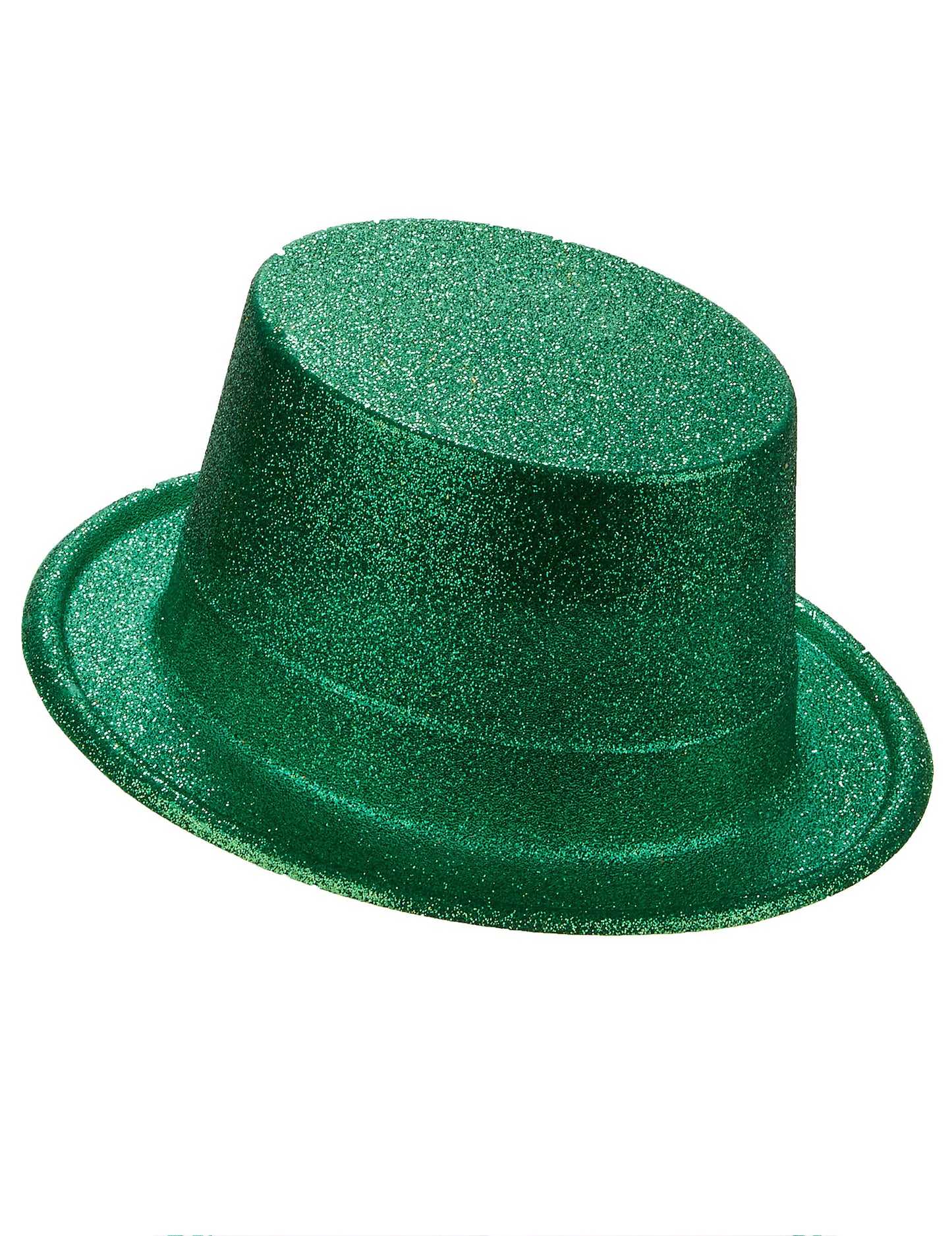Vue de trois-quarts du chapeau haut de forme plastique pailleté pour adulte