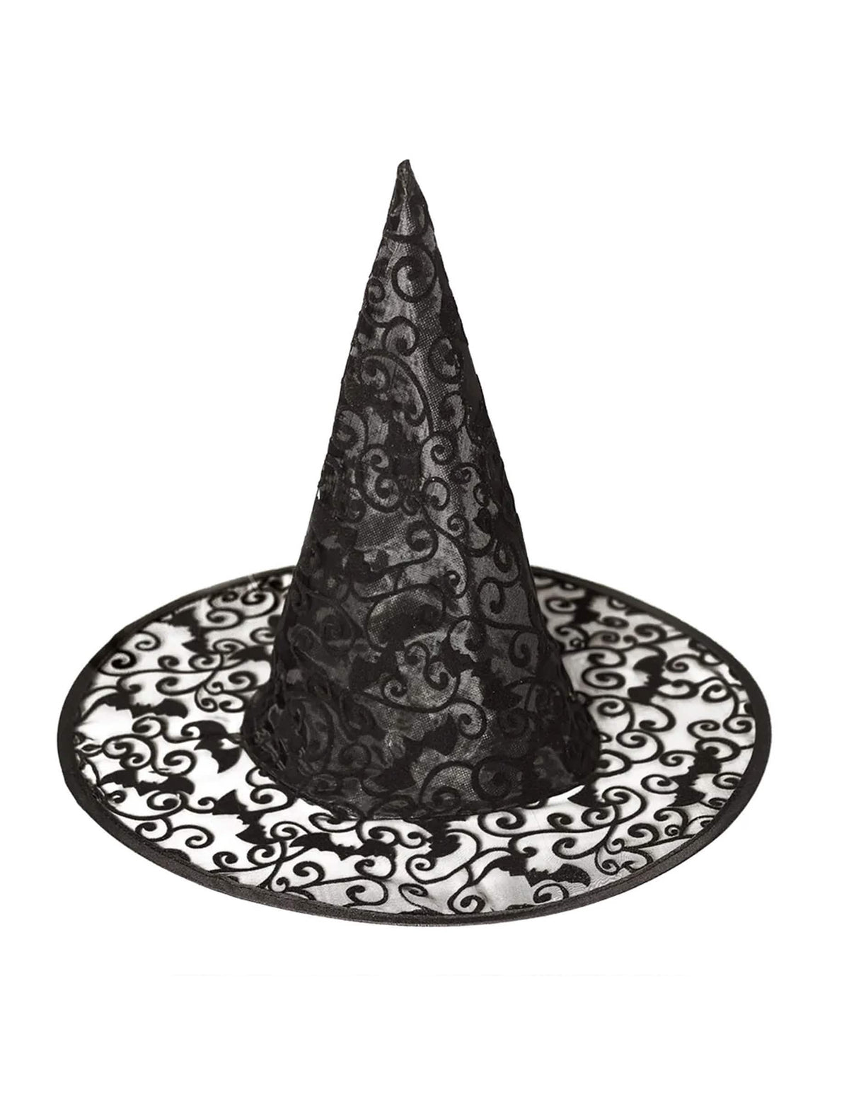 Detalj čipkastih motiva šišmiša na halloween vještičjem šeširu