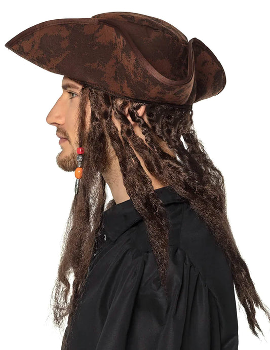 Vue de profil du chapeau tricorne pirate pour adulte