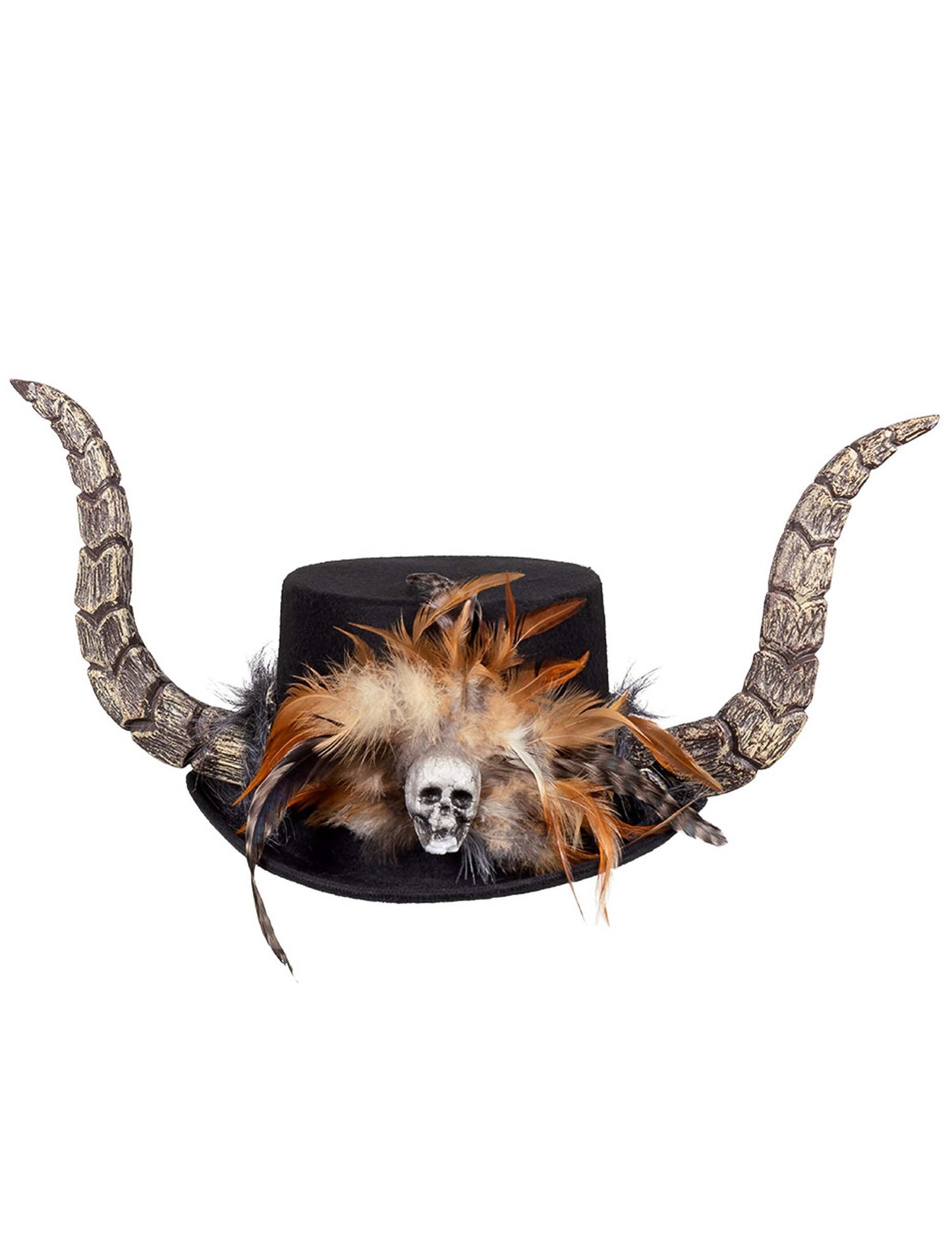 Voodoo šešir s odraslim rogovima i perjem