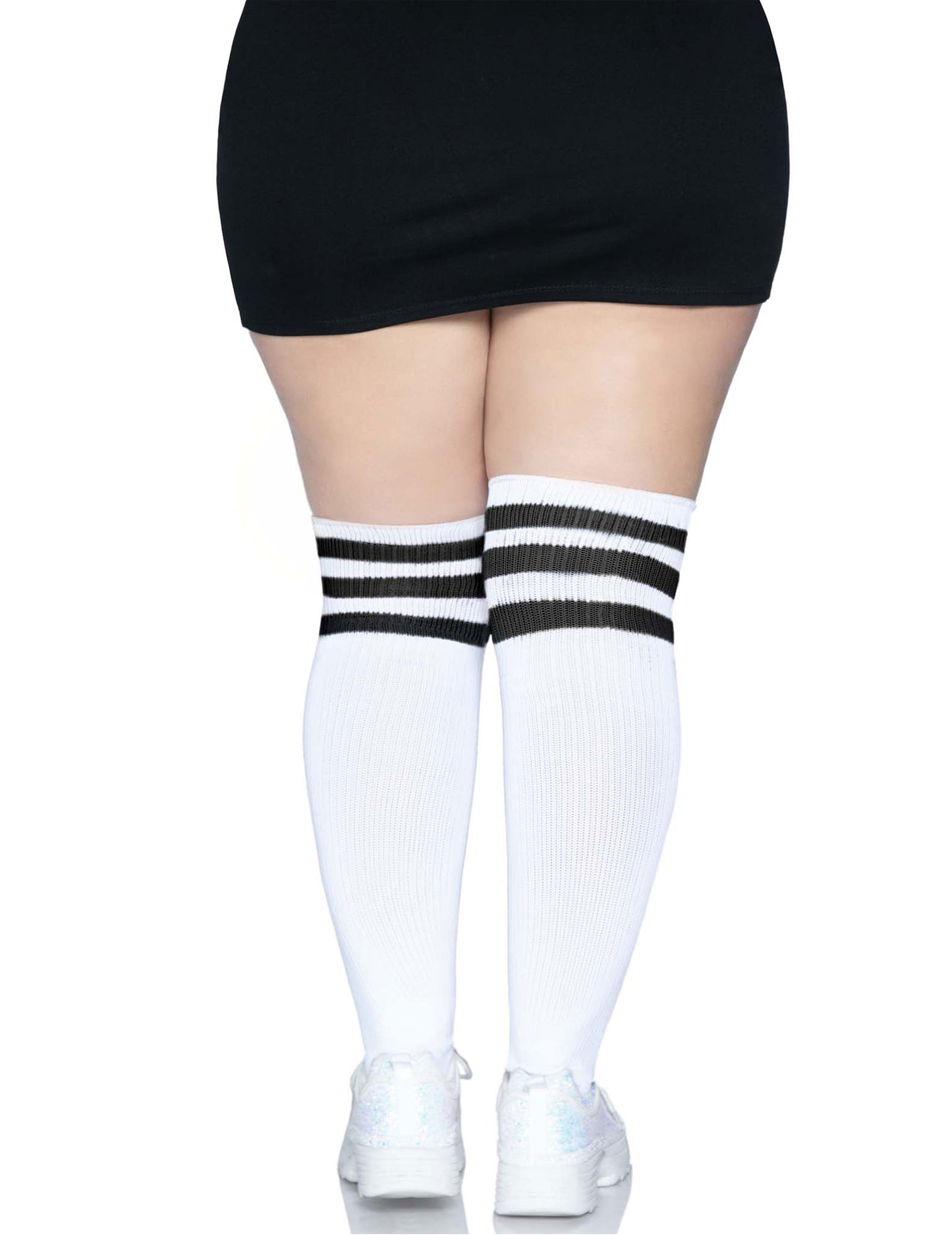 Bijele crne čarape s velikim crnim prugama žene