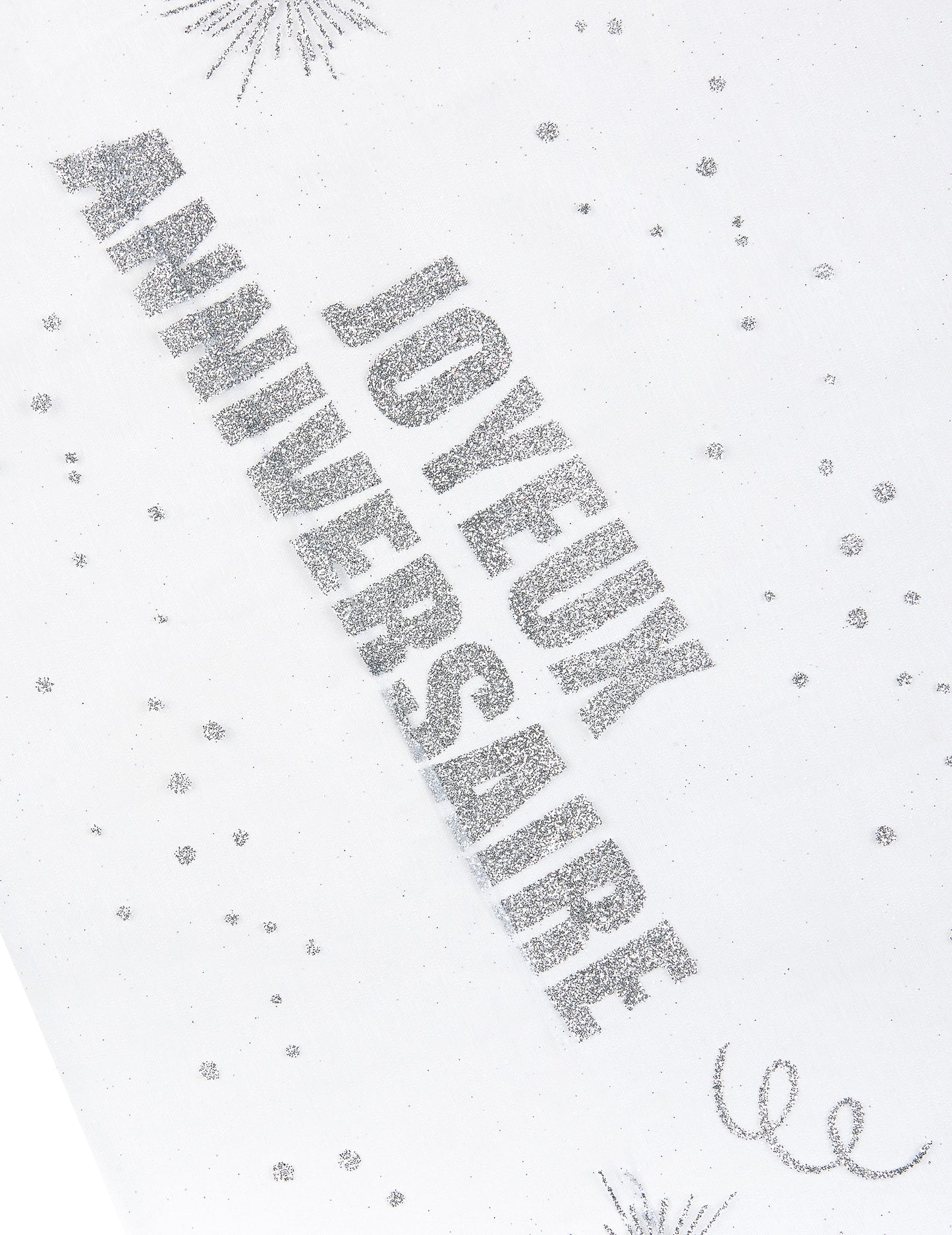 Organza stol veseli rođendan srebro 29 cm x 5 m