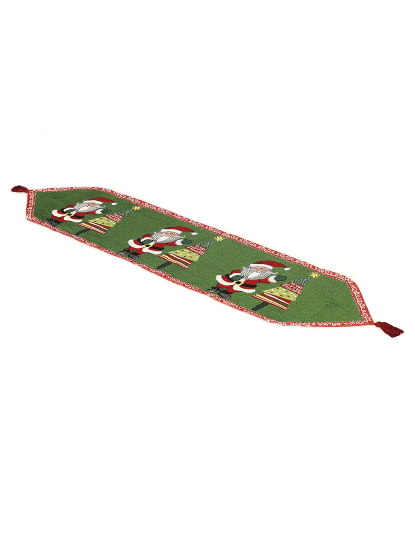 Stolnjak s malim resicama, 140 x 33 cm Božić od zelene tkanine