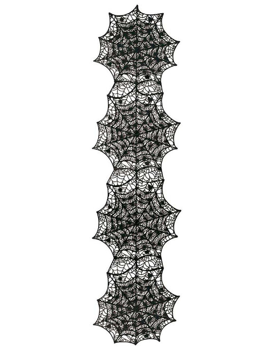 Vue d'ensemble du chemin de table toile d'araignée pour Halloween