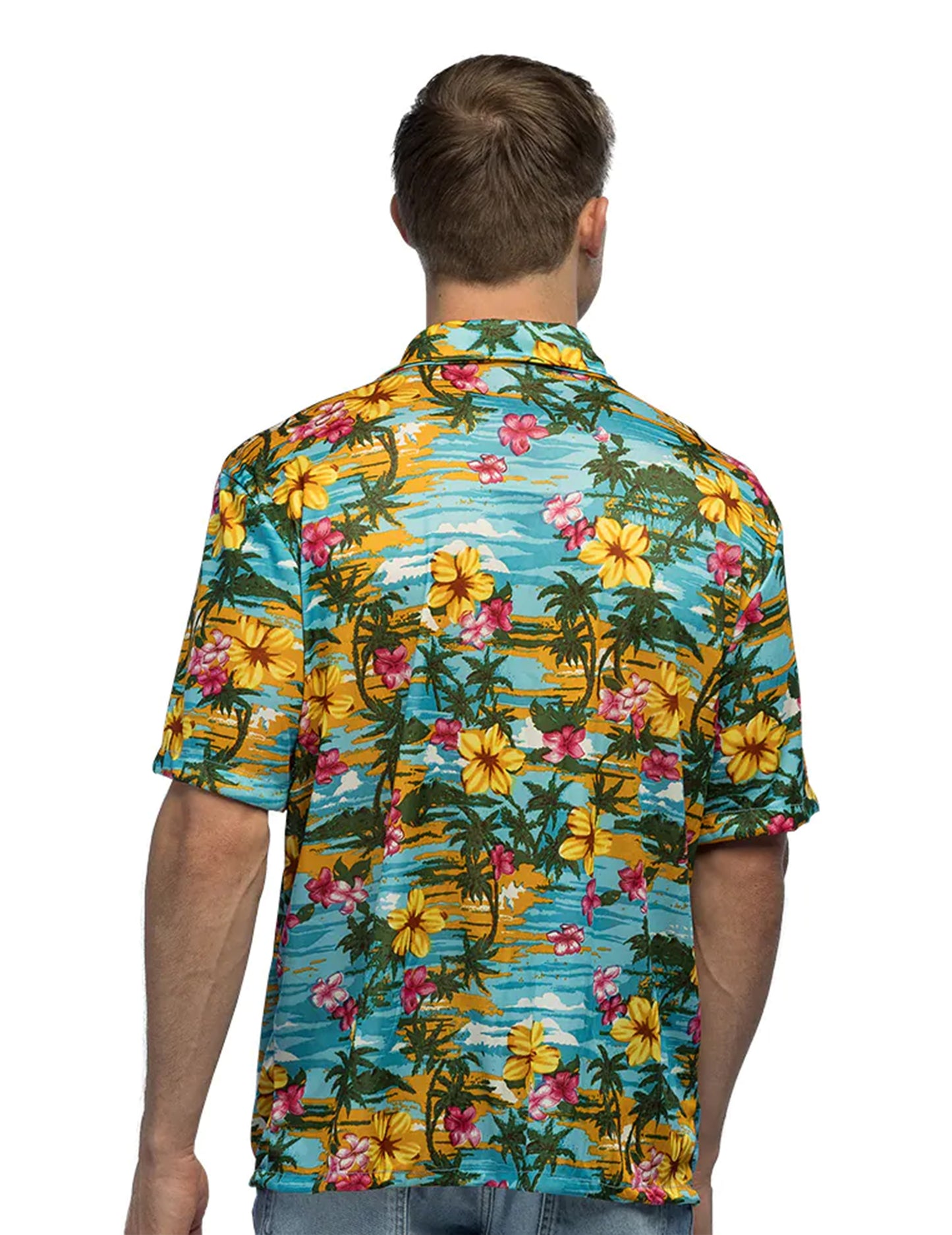 Vue de dos de la chemise Hawaï paradise pour adulte