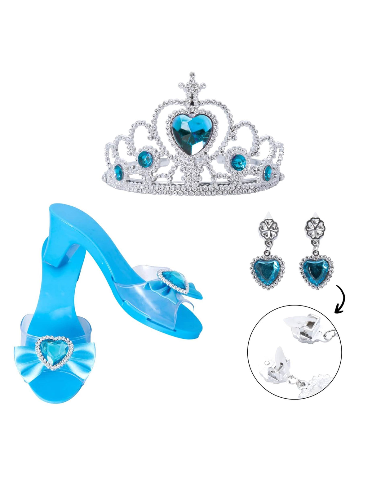 Pregled plave s detaljem naušnica iz seta dodaci princeze za dijete