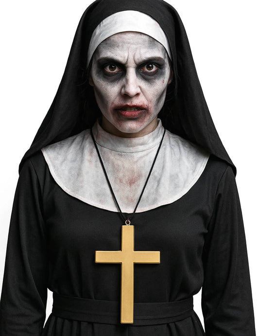 Mise en situation avec un déguisement de nonne du collier croix de moine