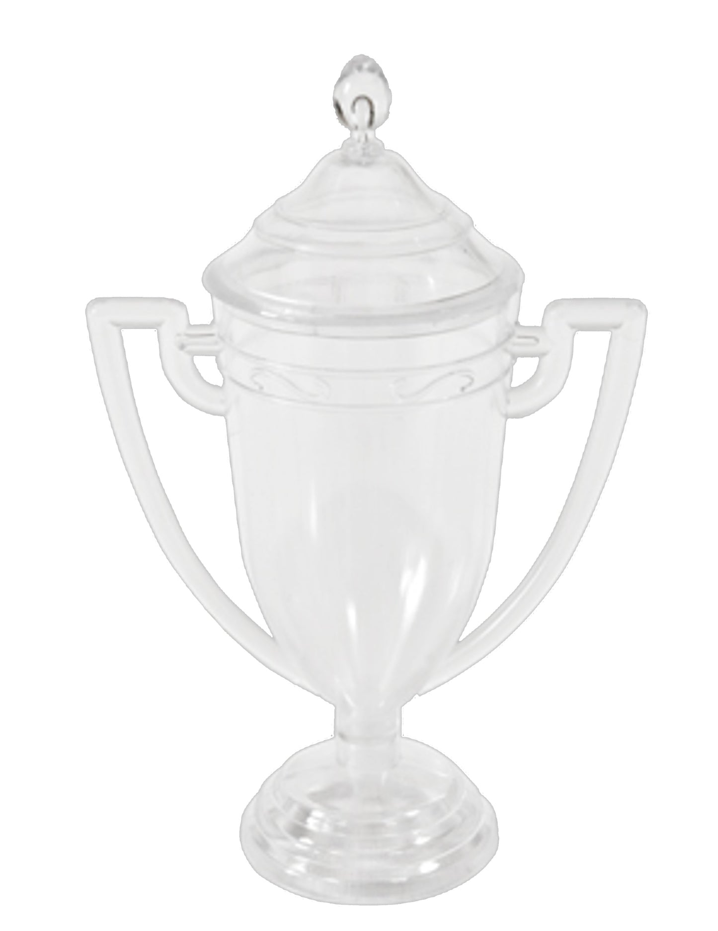 Contenant en forme de coupe de vainqueur en plastique transparent