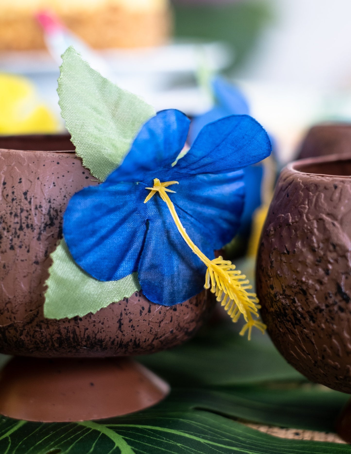 Detalj plavog cvijeta tropske kokosove čaše Havaja