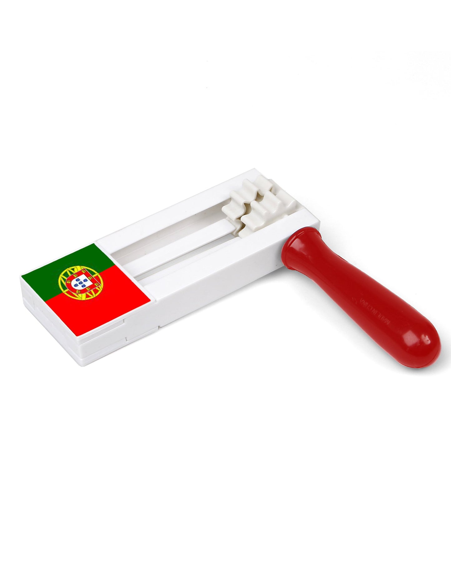 Crécelle Portugal pour supporter blanc et rouge avec drapeau