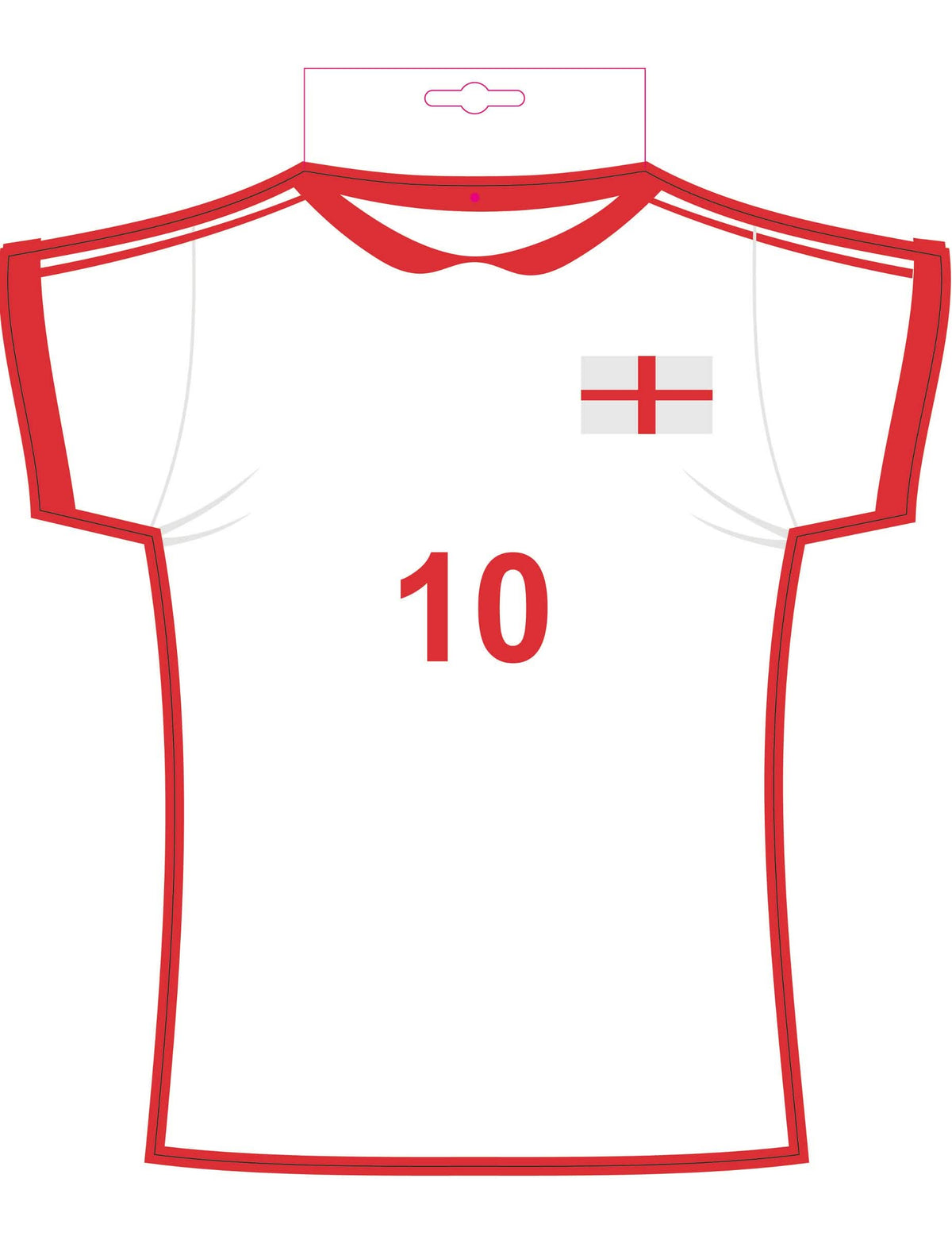 Cut out Maillot engleska pour navijač bijela et crvena avec numéro 10