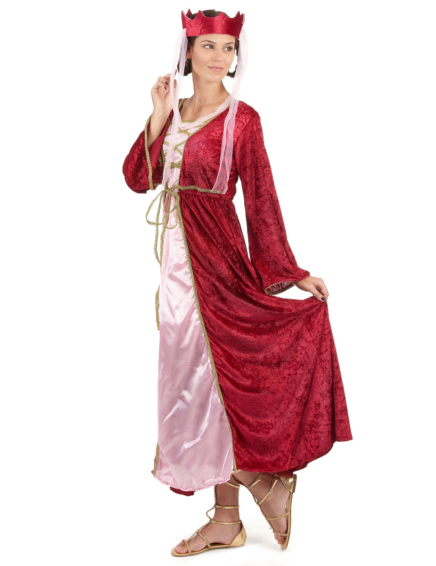 Crvena prerušana srednjovjekovna kraljica žena