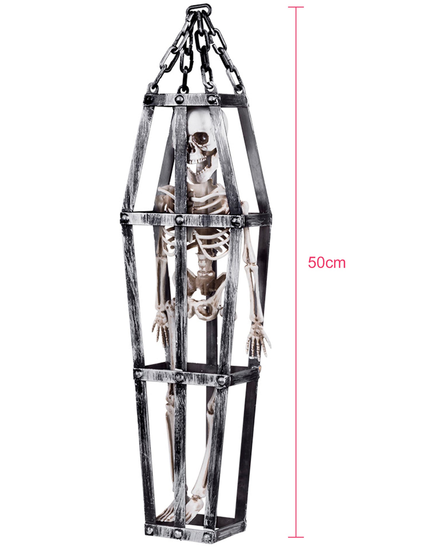 Dimensions de la décoration à suspendre squelette en cage