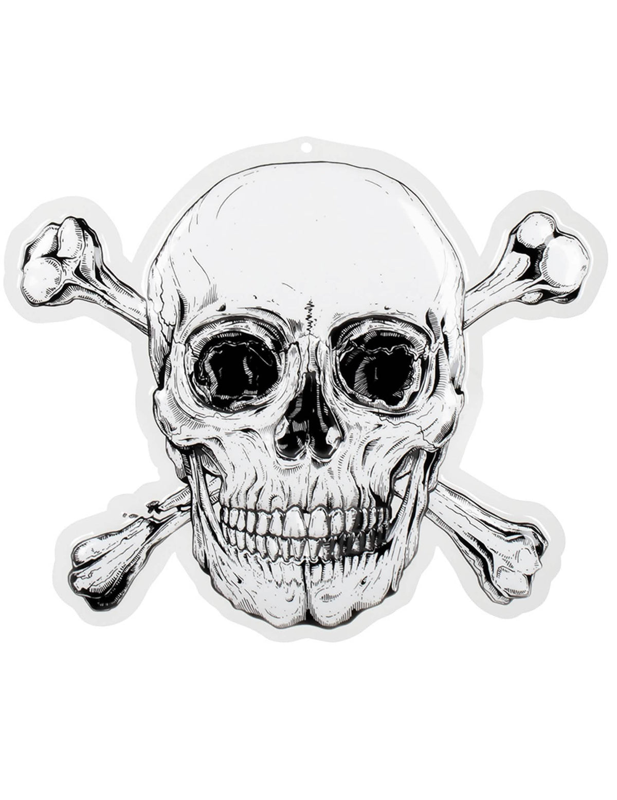 Zidna dekoracija od plastike Pirate Jolly Roger bijela i crna s lubanjom i prekriženim kostima