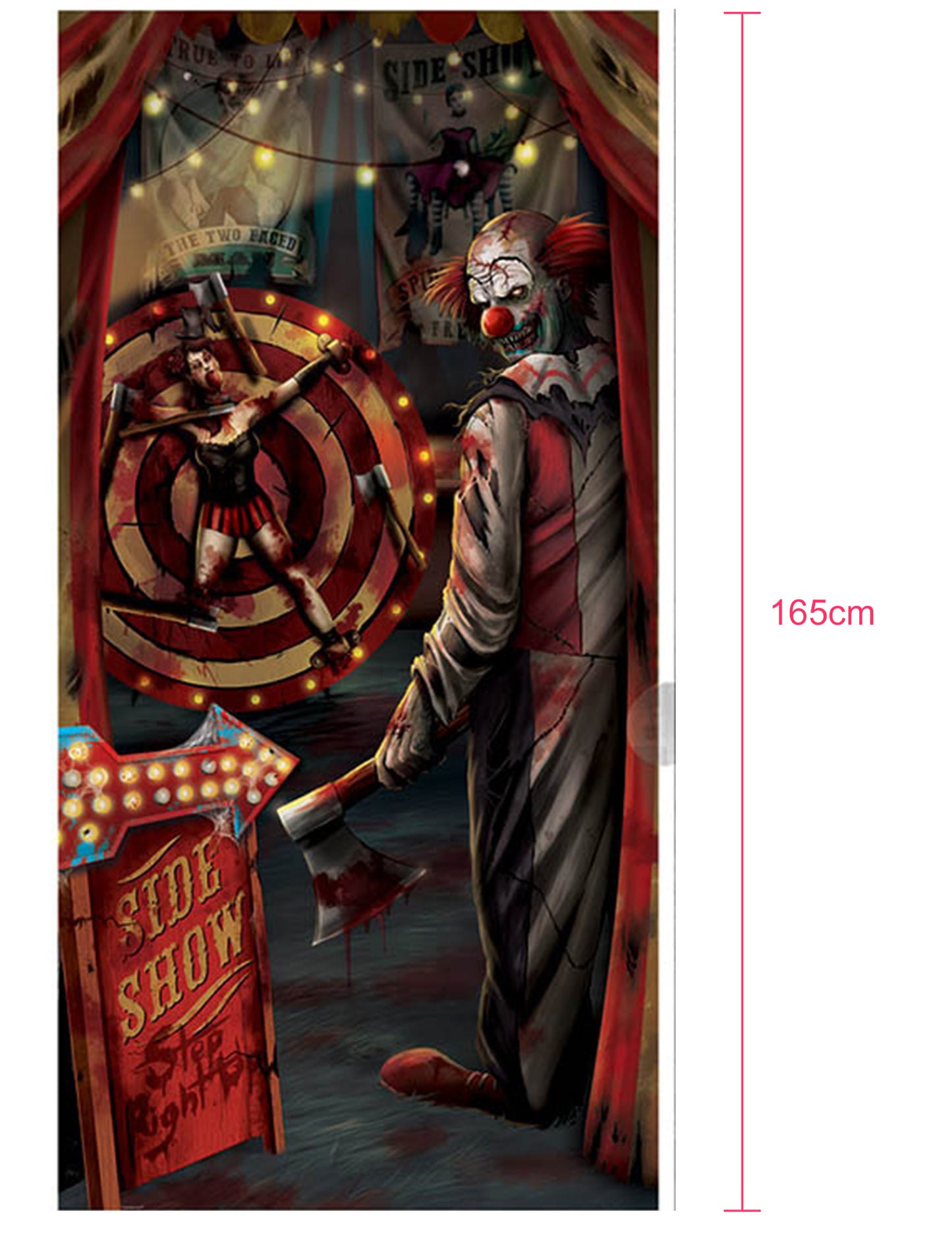 Aperçu de la hauteur de la décoration de porte clown Halloween