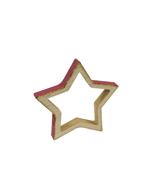 Dekoracija drvene zvijezde i burgundska baršuna sa sjajem 12 cm