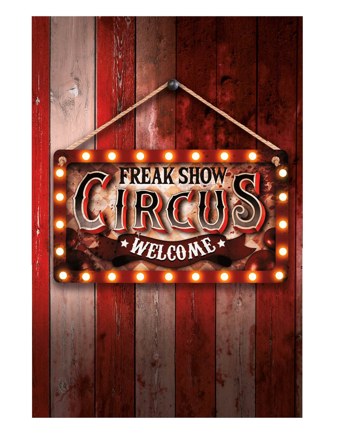 Dekorativna ploča Circus za vintage zabavu Freak Show crvena i bijela