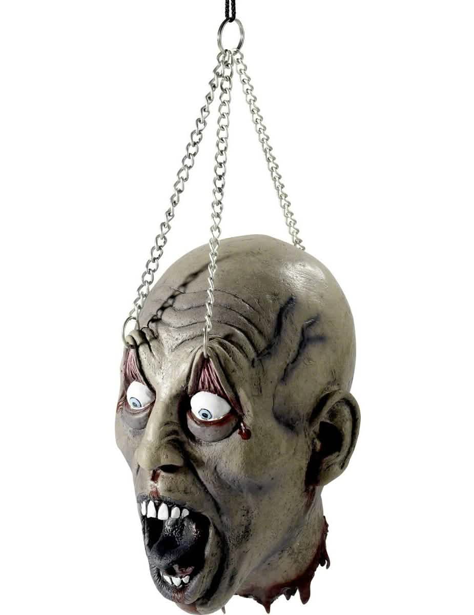 Viseća dekoracija za glavu za halloween siva s lancima