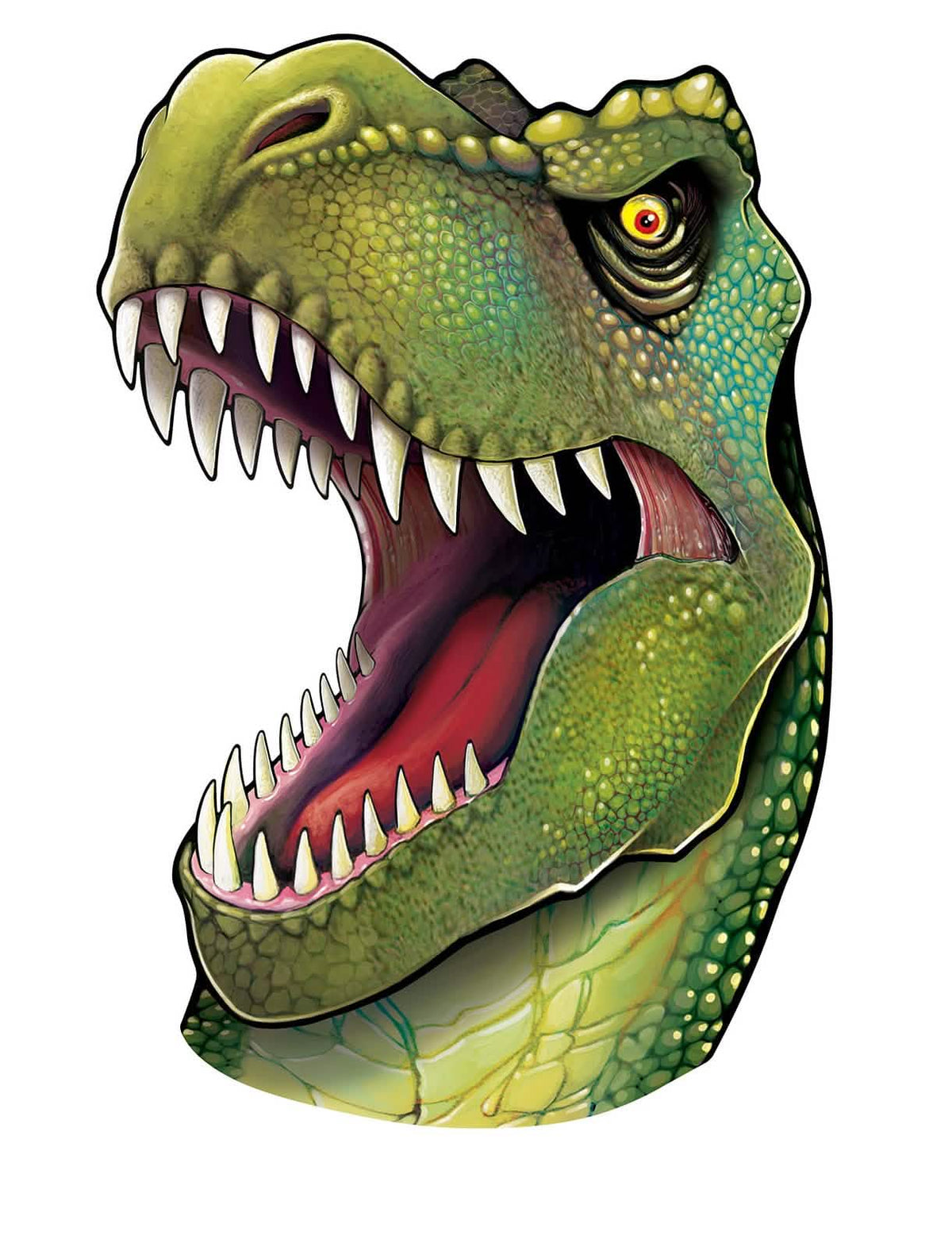 Zidna dekoracija glave dinosaurus za dijete zelena s otvorenim ustima