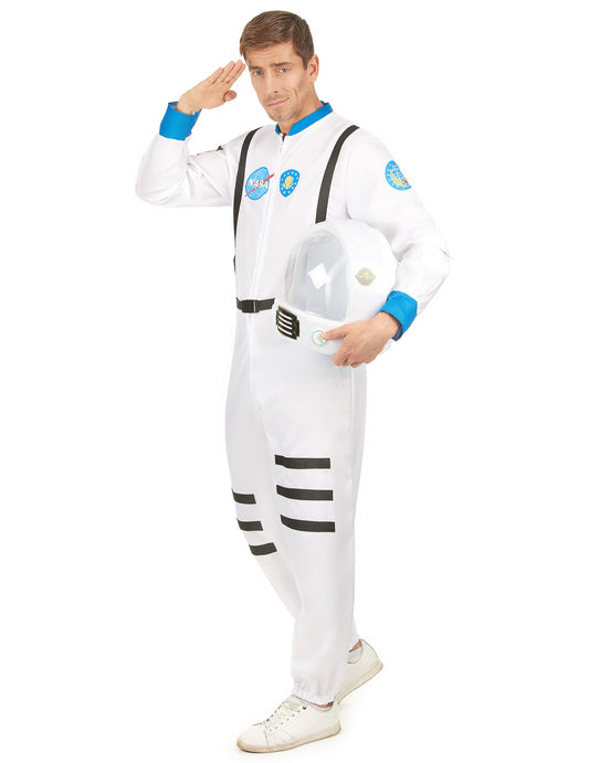 Déguisement astronaute de l'espace pour homme blanc avec détails bleus et noirs