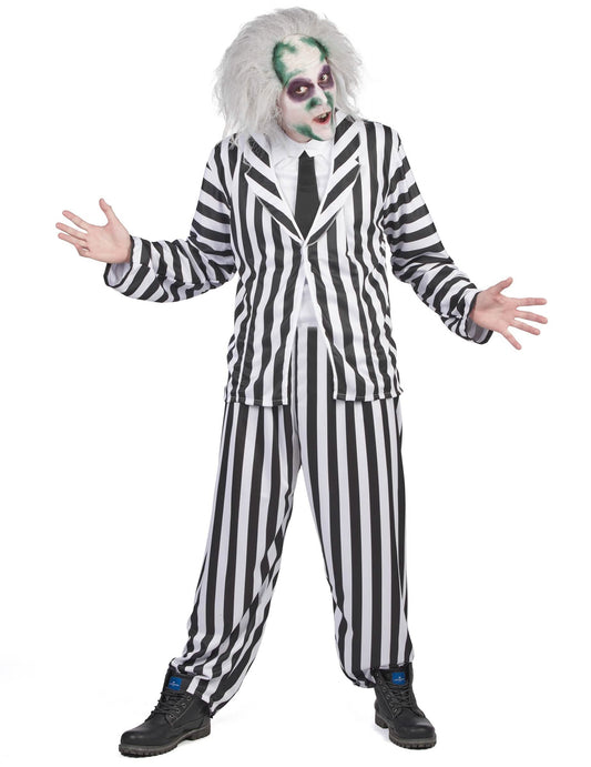 Vue de face du déguisement Beetlejuice pour homme