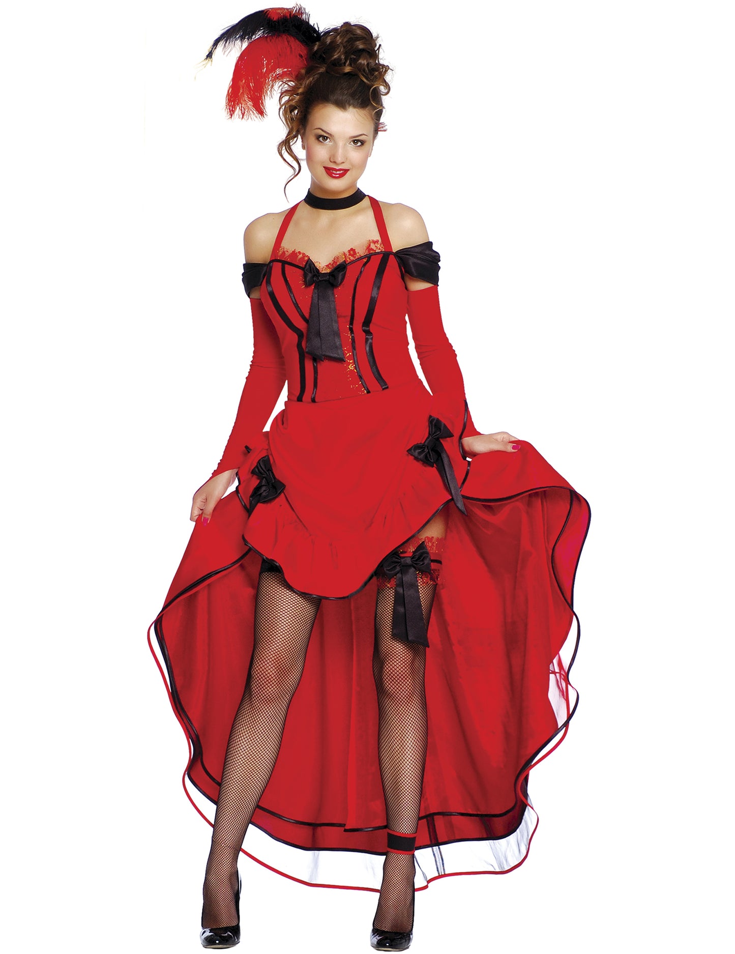 Red Cancan kostim s crnim čvorovima žena