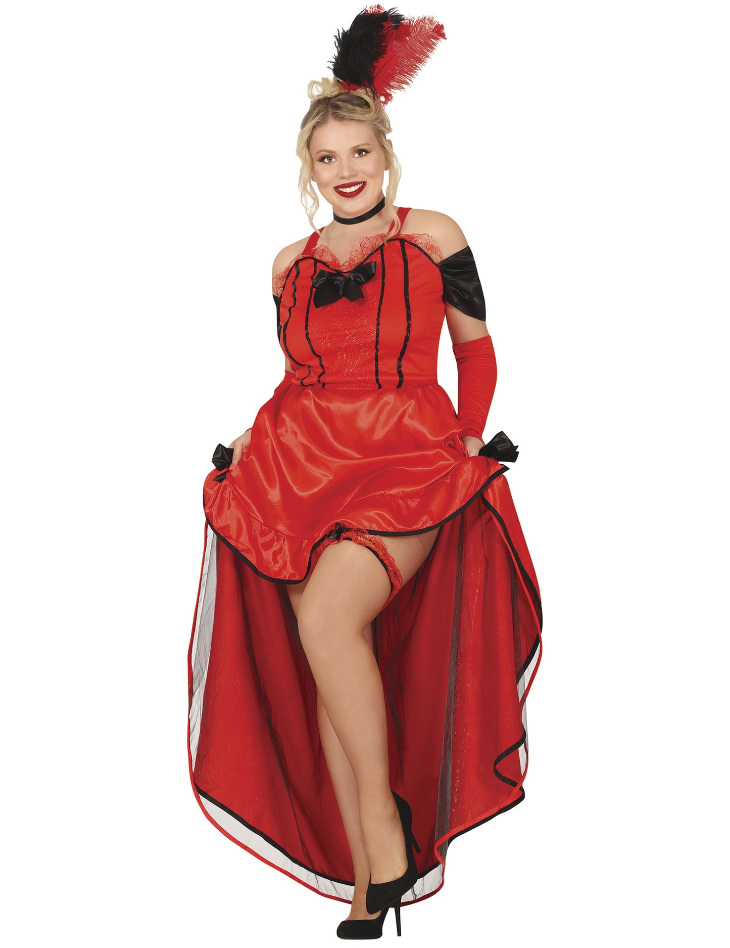 Red Cancan kostim s crnim čvorovima žena