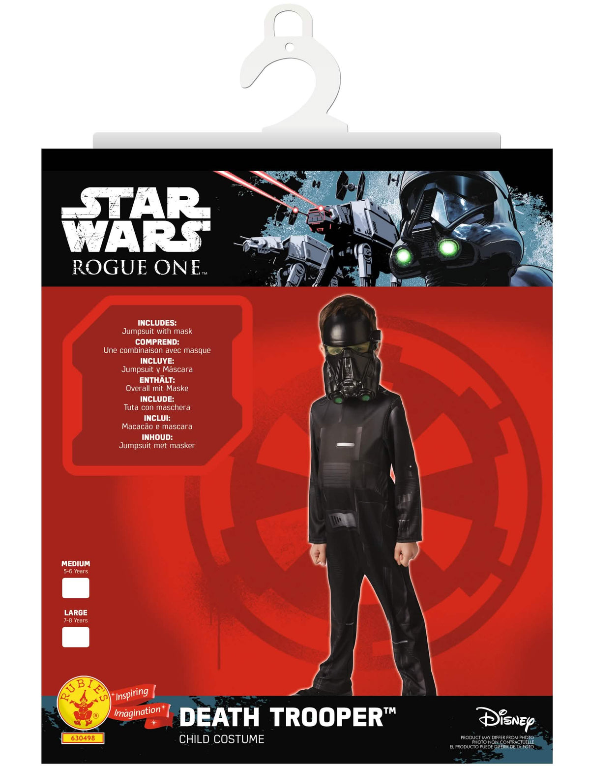 Pogled na pakiranje klasičnog kostima Death trooper Star Wars Rogue One za dijete