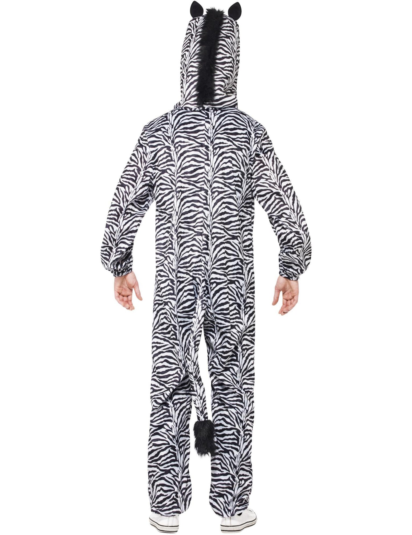 Vue de dos du déguisement combinaison zèbre pour adulte