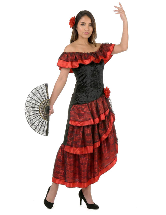 Crveni i crni flamenco Flamenco plesač prerušen