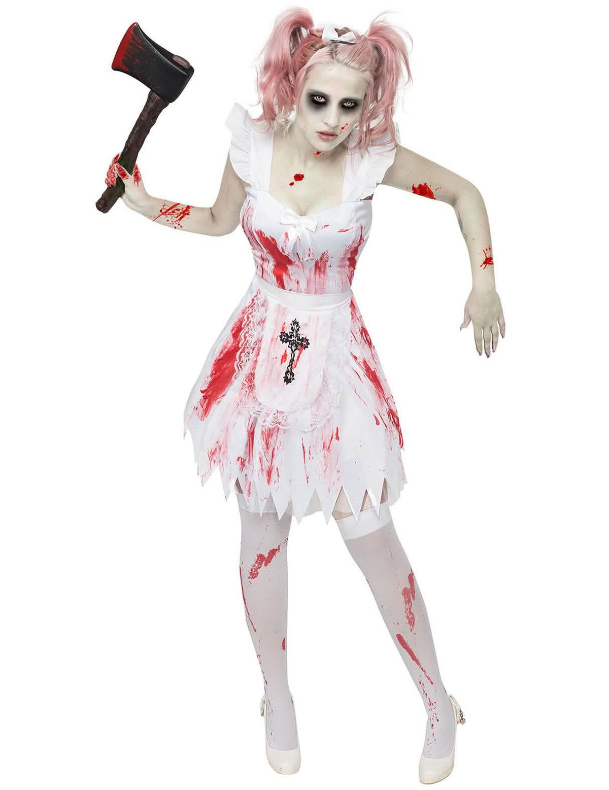 Kostim zombie djeveruše za žena bijela i krvava