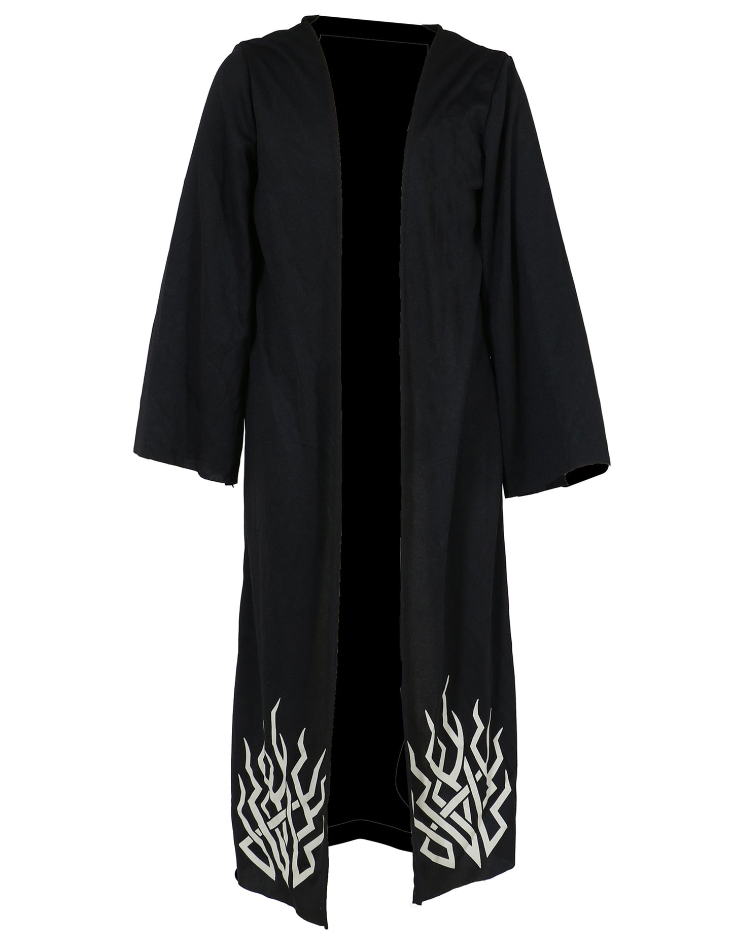 Veste longue noire à motifs blancs du déguisement démon possédé pour enfant