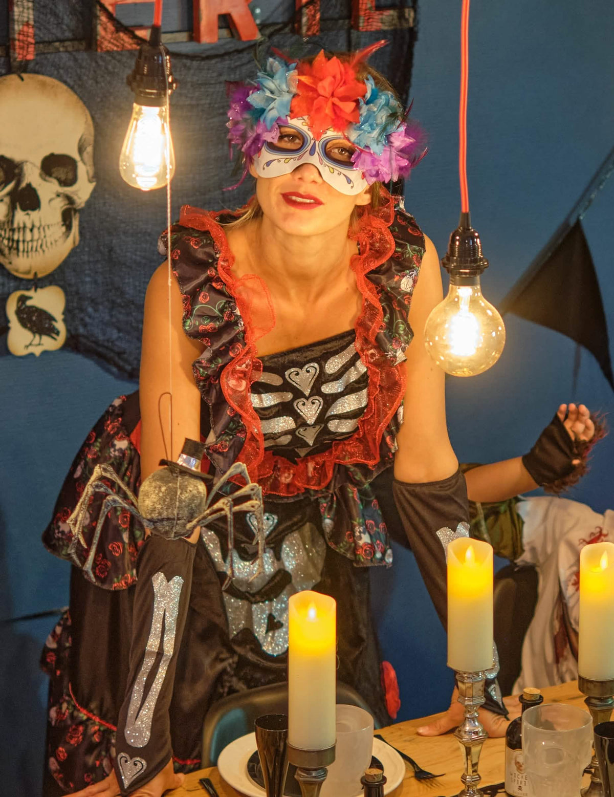 Prikaz kostima dia de los muertos za ženu