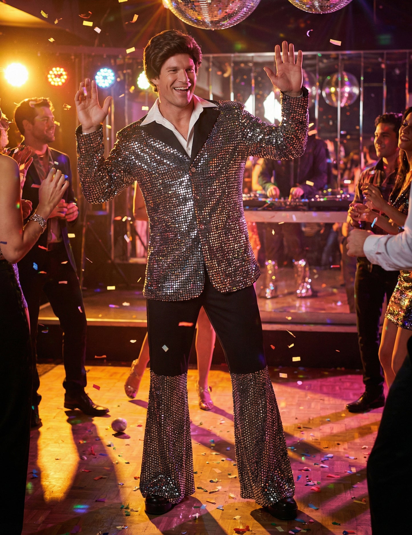 Luksuzni srebrni disko kostim za muškarce