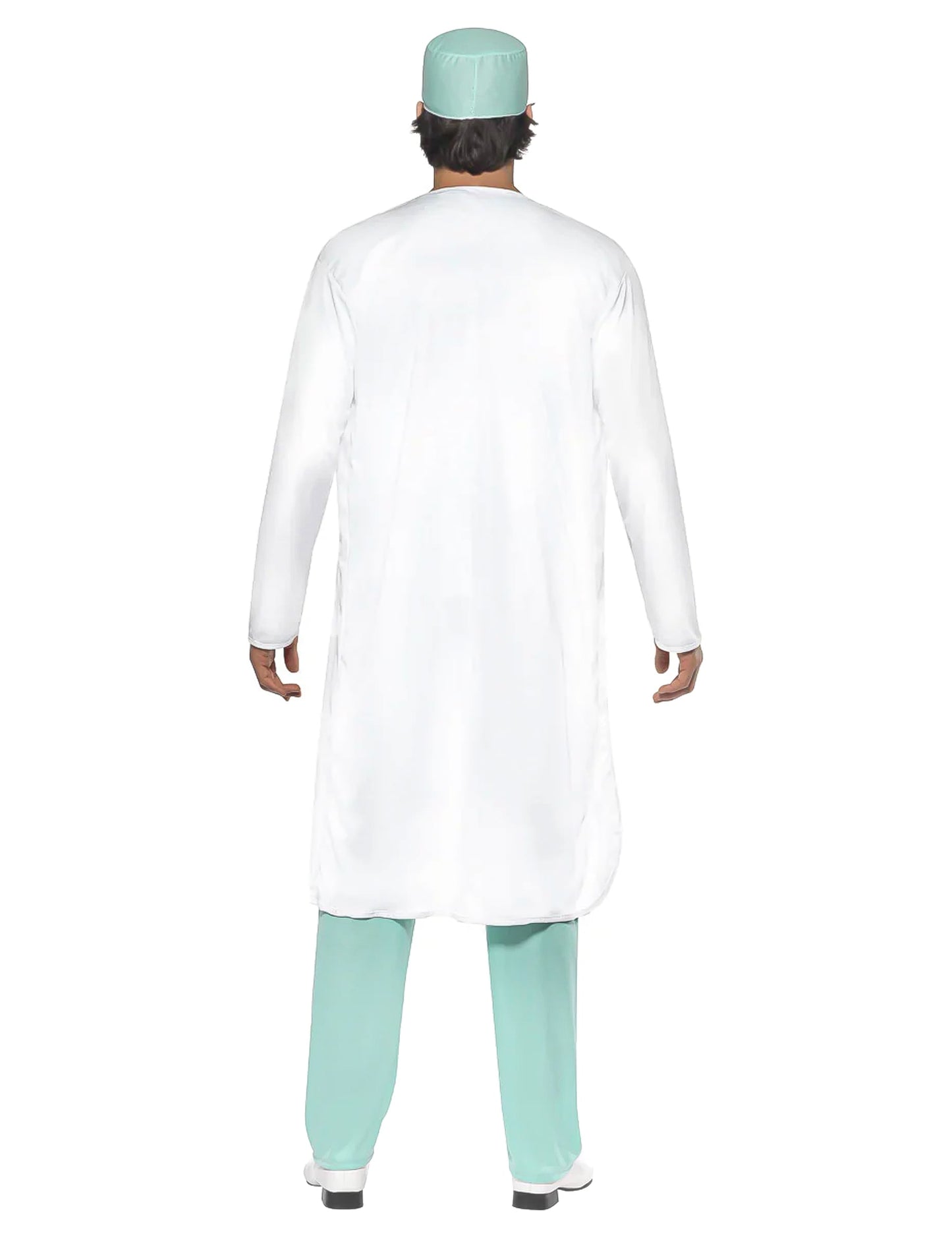 Déguisement de docteur pour homme blanc et vert vue de dos