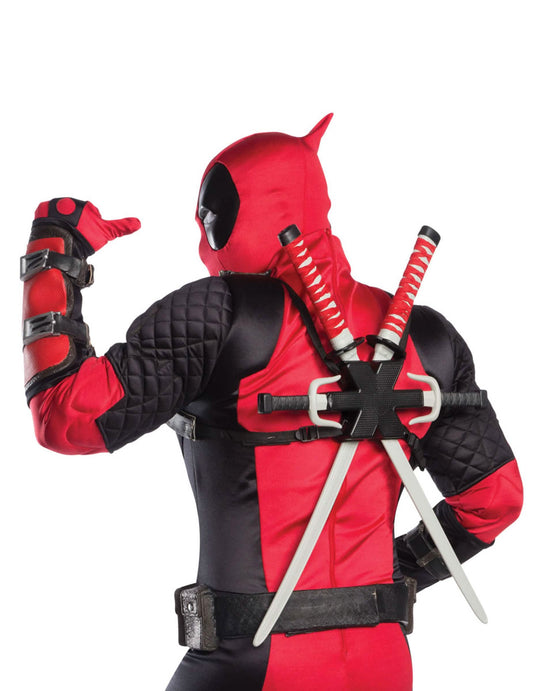 Stražnji pogled s katanama kostima velikog naslijeđa Deadpool za odrasle