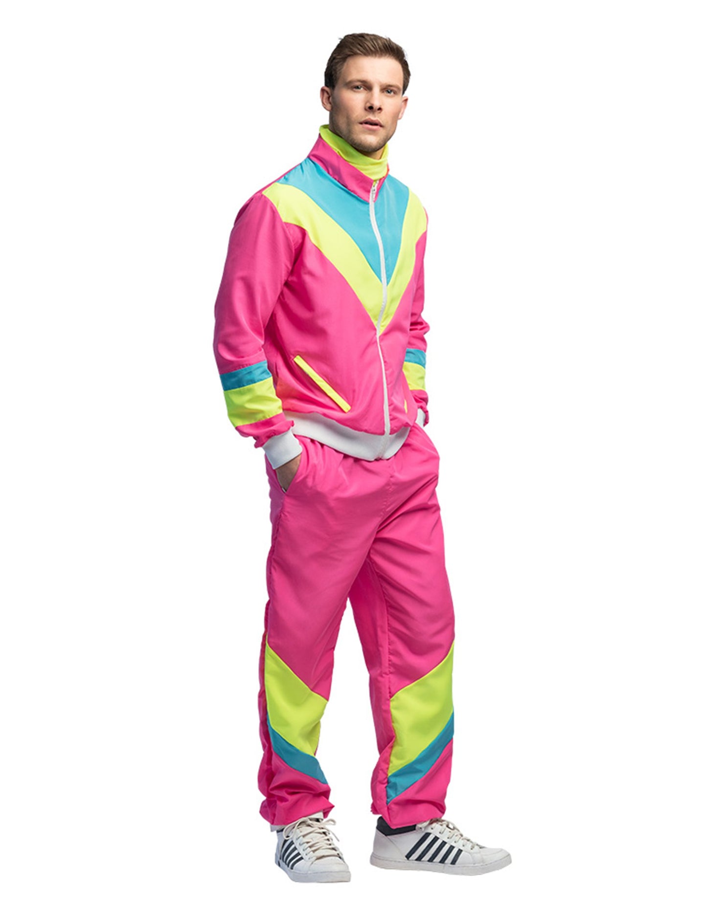 Muški neon ružičasti retro kostim za jogging