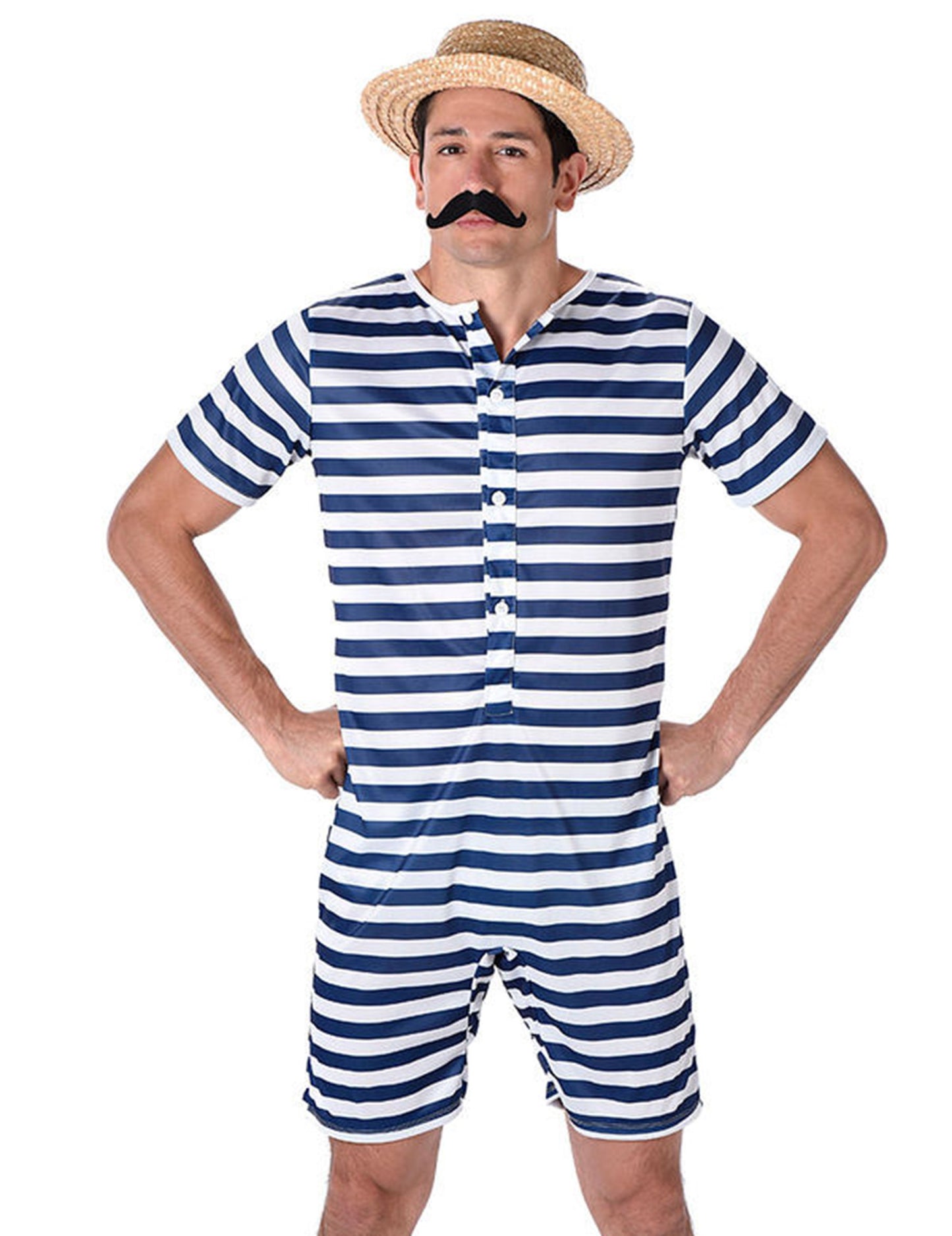 Plava i bijela retro kupaća kostim prerušena