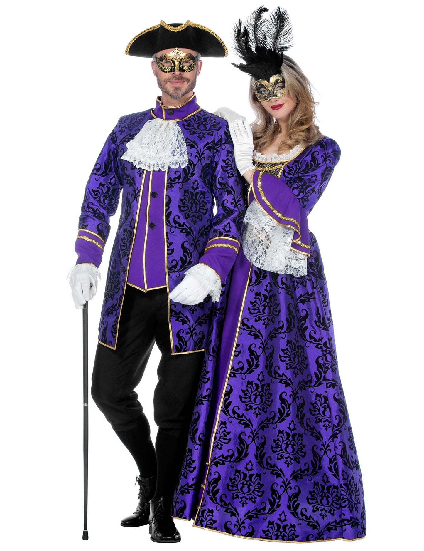 Vue en duo du déguisement de marquis baroque