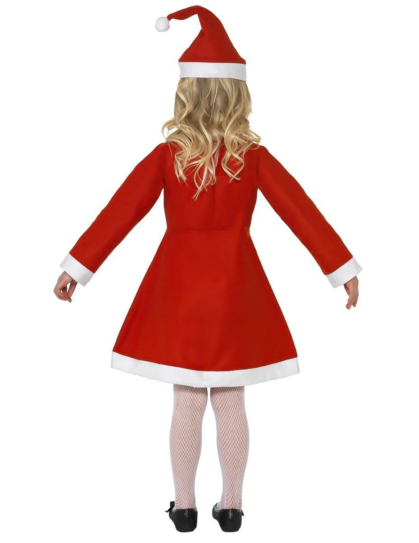 Stražnji pogled mikine Djed Božićnjak haljina s pomponima za djevojčice