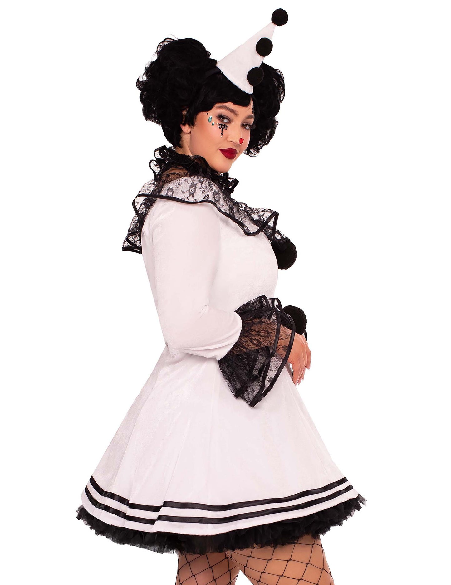 Seksi bijeli pierrot kostim plus veličina za žene