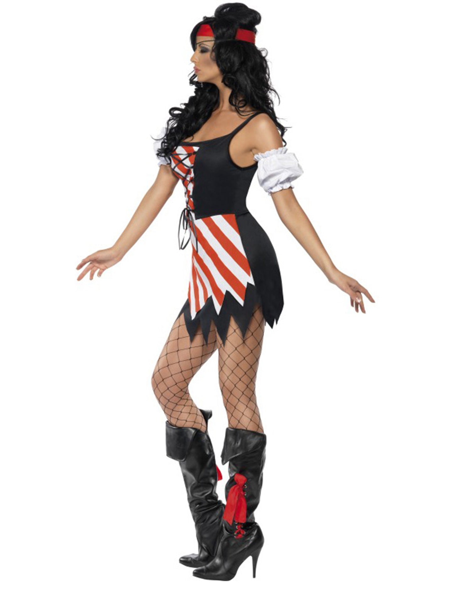 Vue de profil du déguisement pirate avec bandeau pour femme